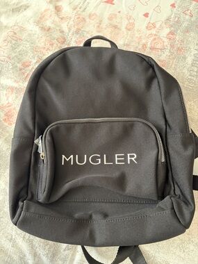 Mugler Black Logo Backpack with Front Zip Pocket
